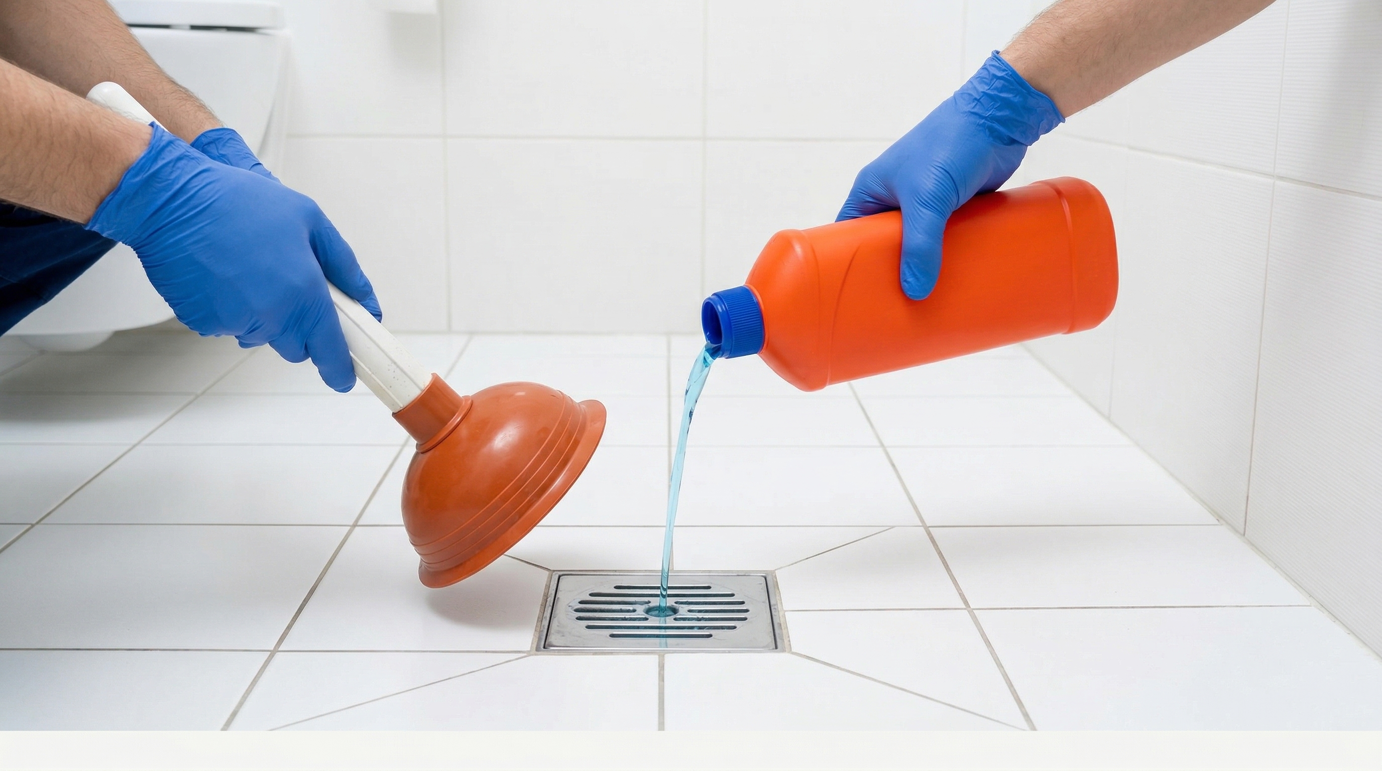 Siphon de canalisation sous un évier professionnel avec eau stagnante illustrant les causes de mauvaises odeurs